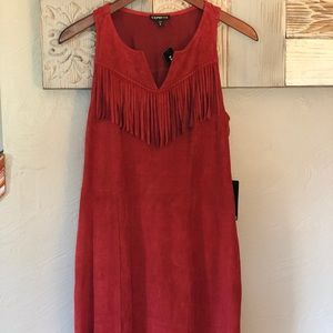 NWT Express suede fringe dress
